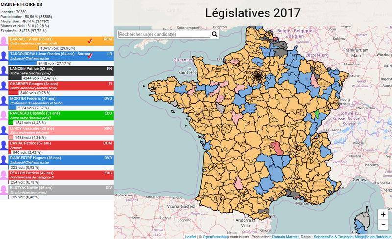 Cartographie interactive Résultats Législatives Data gouv fr